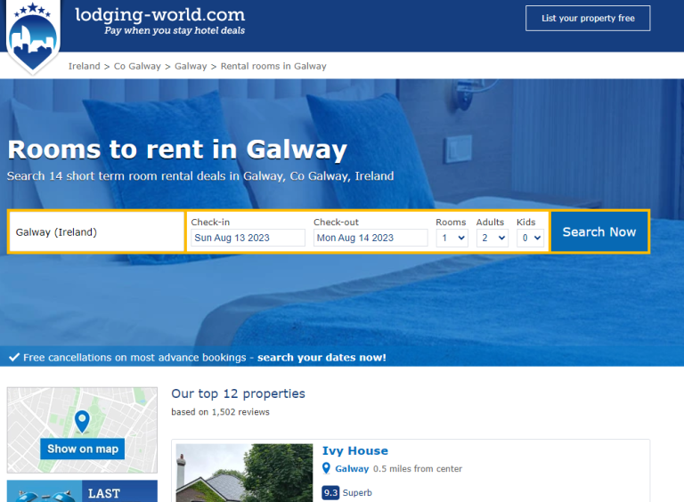 Lodging world website for room and House is rental