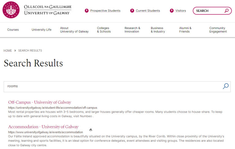 Galway University. Information for rental
