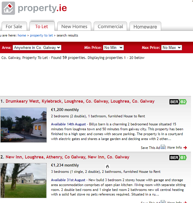 Property.ie room and house rental