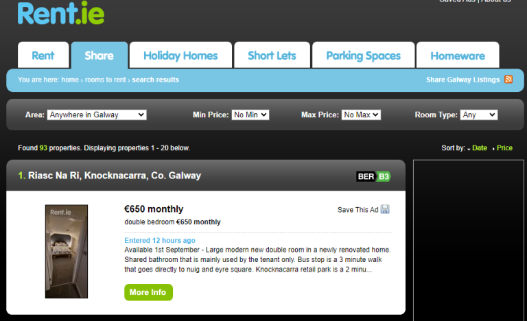 Rent.ie website